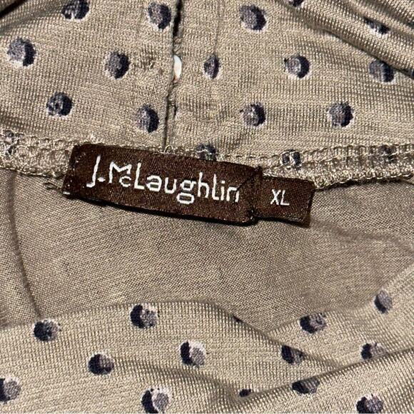 J. McLaughlin Women’s Sz XL Gray Polkadot Silk Jersey Button Neck Turtleneck Top - Picture 5 of 8